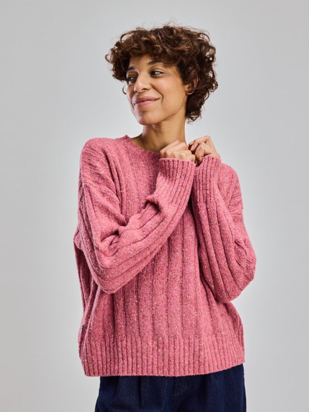 Sustainable Brand Flecked Sweater in Pink